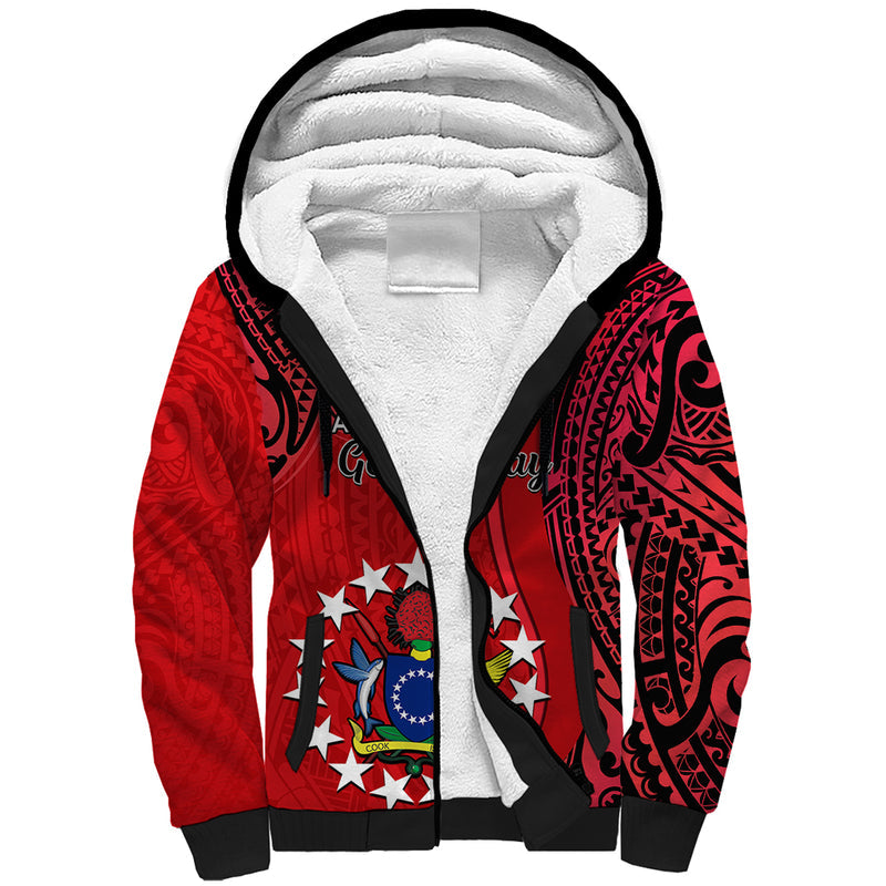20 July Atiu Island Gospel Day Cook Islands Tribal Pattern Sherpa Hoodie