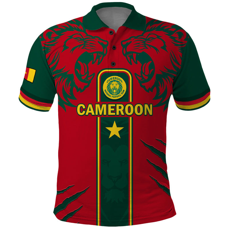 Custom Cameroon Football 2024 African Nations Go Champions Lion Style Polo Shirt