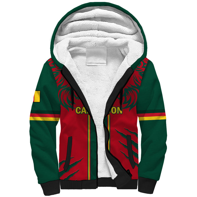 Custom Cameroon Football 2024 African Nations Go Champions Lion Style Sherpa Hoodie