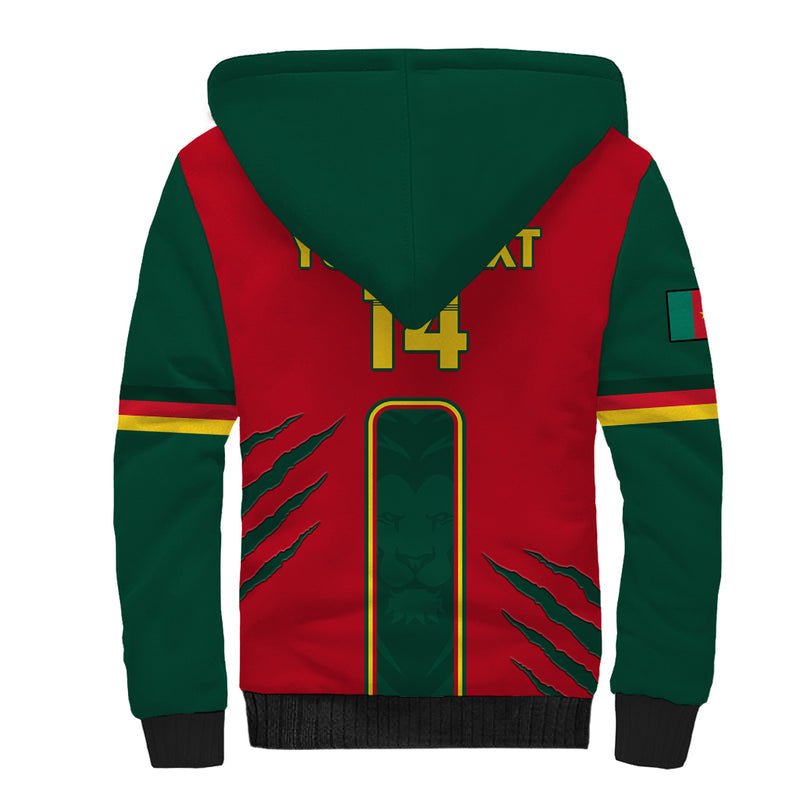 Custom Cameroon Football 2024 African Nations Go Champions Lion Style Sherpa Hoodie