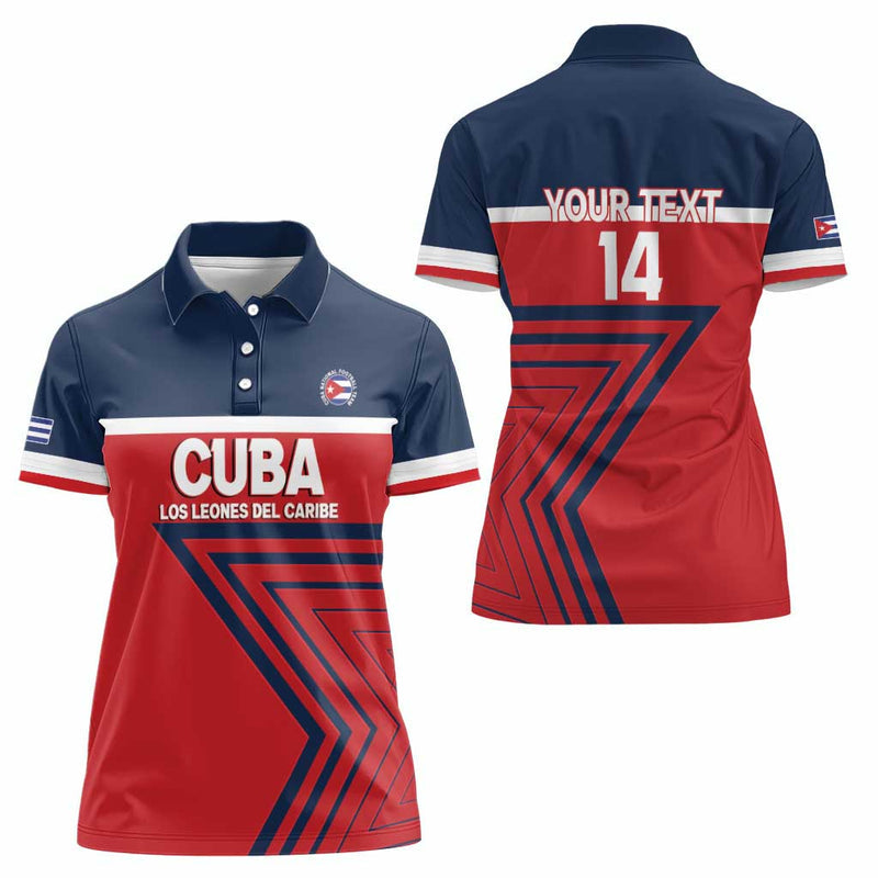 Custom Cuba Football 2025 Los Leones del Caribe Women Polo Shirt