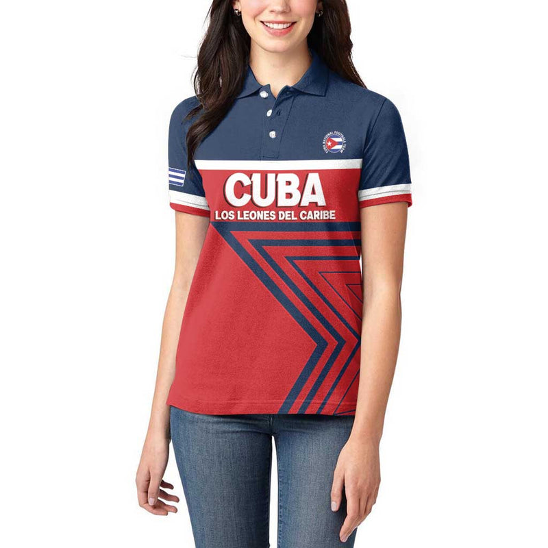 Custom Cuba Football 2025 Los Leones del Caribe Women Polo Shirt