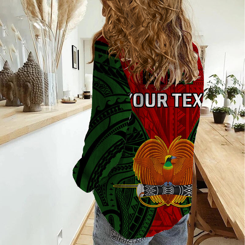 (Custom Personalised) Papua New Guinea Chimbu Province Mix Coat Of Arms Polynesian Art Women Casual Shirt