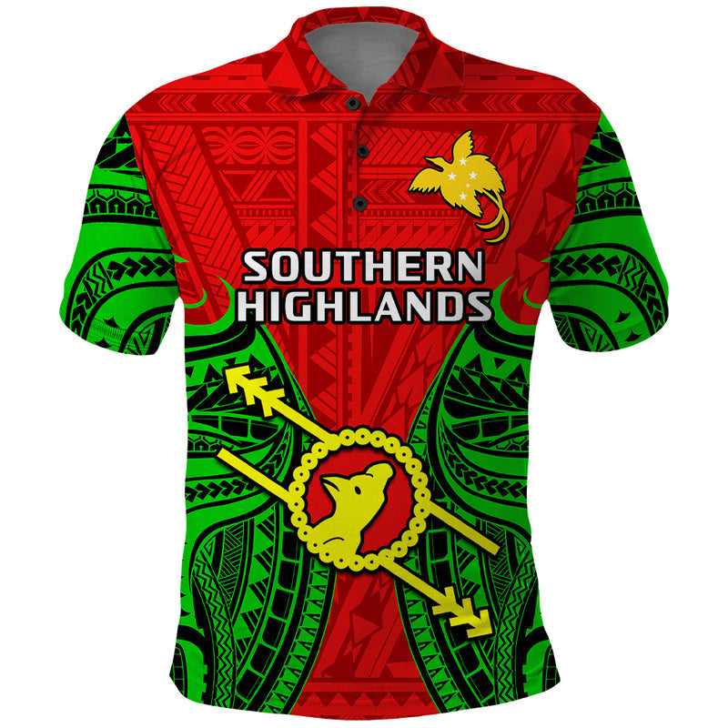 Custom Papua New Guinea Southern Highlands Province Mix Coat Of Arms Polynesian Art Polo Shirt
