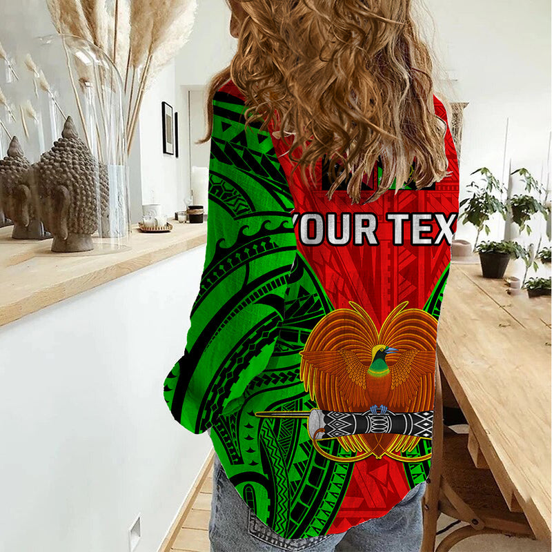 (Custom Personalised) Papua New Guinea Southern Highlands Province Mix Coat Of Arms Polynesian Art Women Casual Shirt