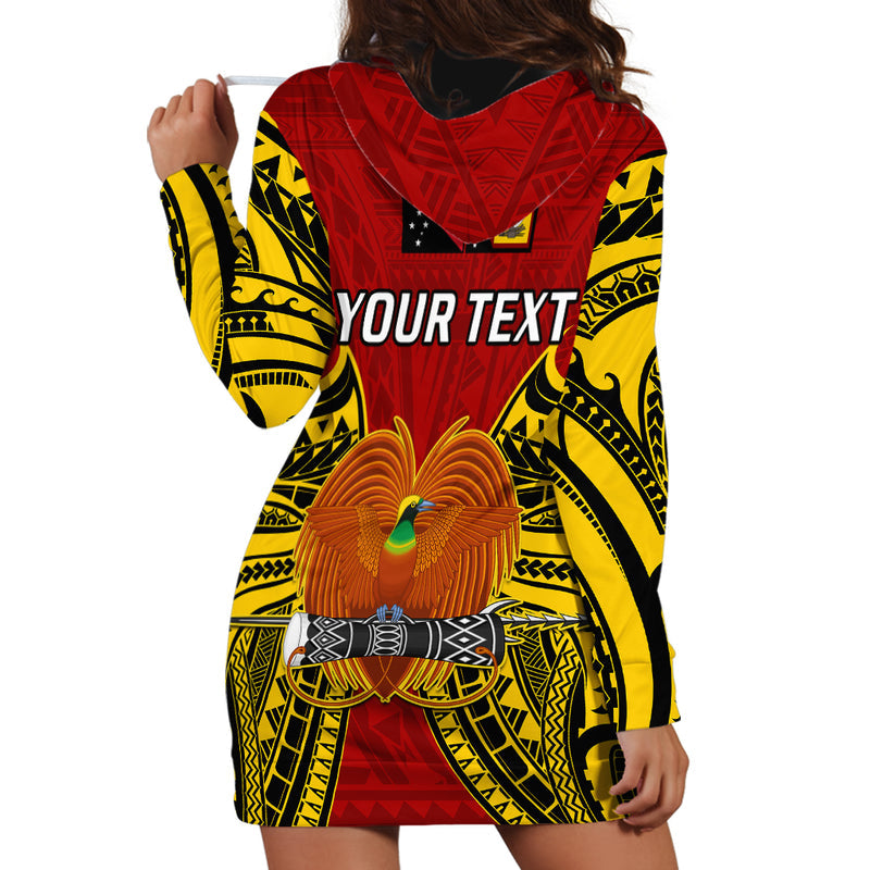 (Custom Personalised) Papua New Guinea Western Province Mix Coat Of Arms Polynesian Art Hoodie Dress