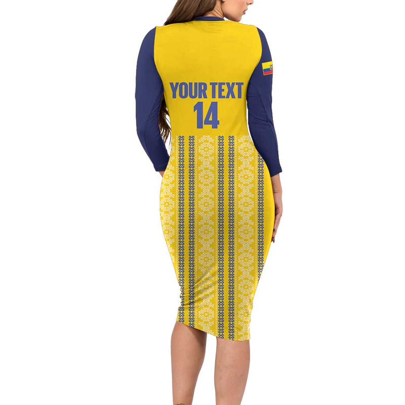 Custom Ecuador Football 2025 Come On La Tricolor Long Sleeve Bodycon Dress