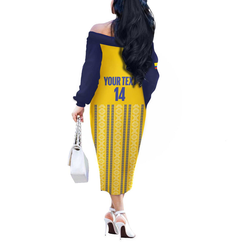 Custom Ecuador Football 2025 Come On La Tricolor Off The Shoulder Long Sleeve Dress