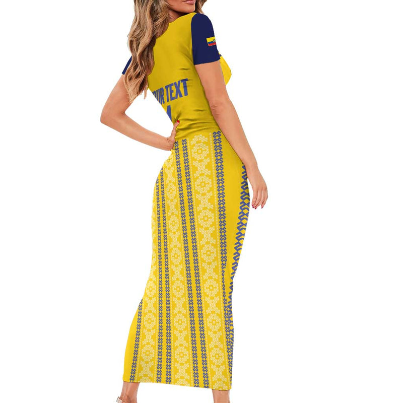 Custom Ecuador Football 2025 Come On La Tricolor Short Sleeve Bodycon Dress