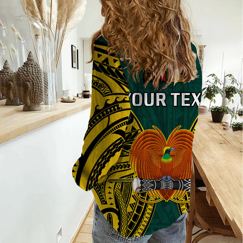 (Custom Personalised) Papua New Guinea Jiwaka Province Mix Coat Of Arms Polynesian Art Women Casual Shirt