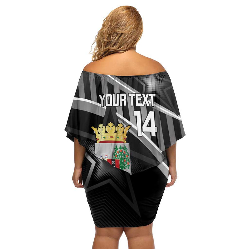 Custom Curacao Football Go La Familia Azul Black Style Off Shoulder Short Dress