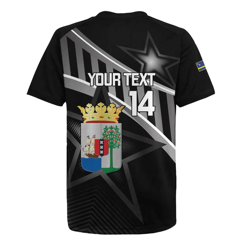 Custom Curacao Football Go La Familia Azul Black Style Rugby Jersey