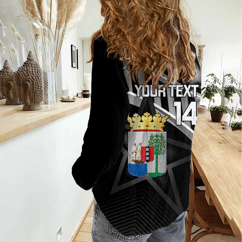 Custom Curacao Football Go La Familia Azul Black Style Women Casual Shirt