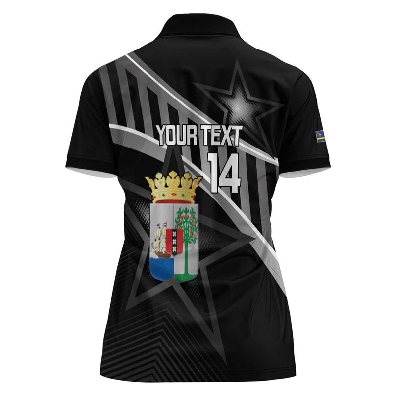 Custom Curacao Football Go La Familia Azul Black Style Women Polo Shirt