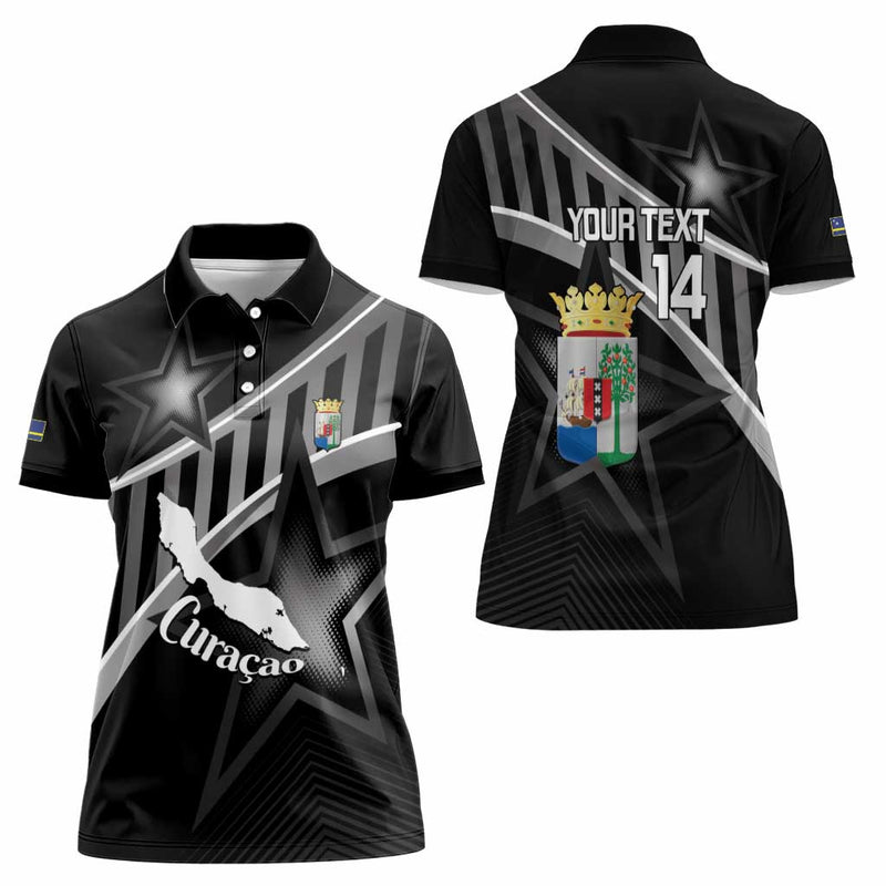 Custom Curacao Football Go La Familia Azul Black Style Women Polo Shirt