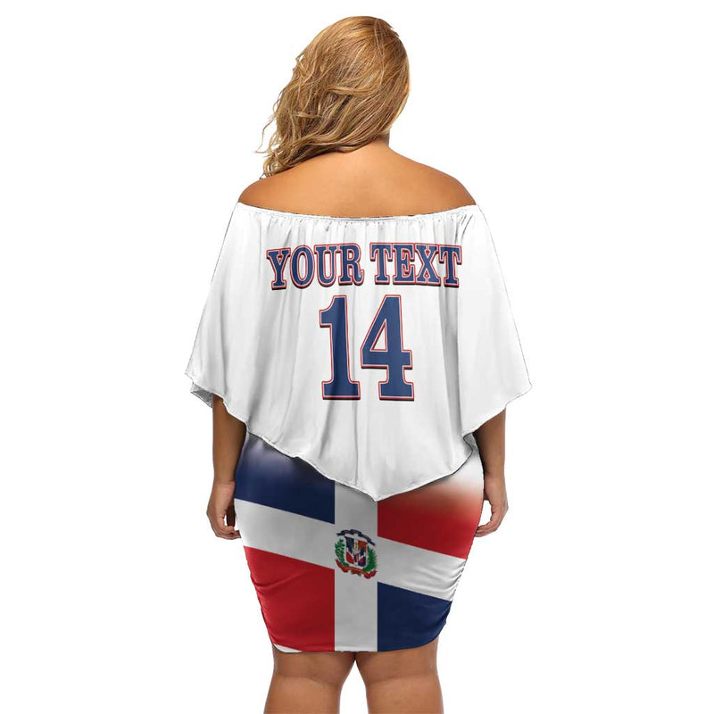 Custom Dominican Republic 2025 Baseball Go Champions Flag Style Off Shoulder Short Dress