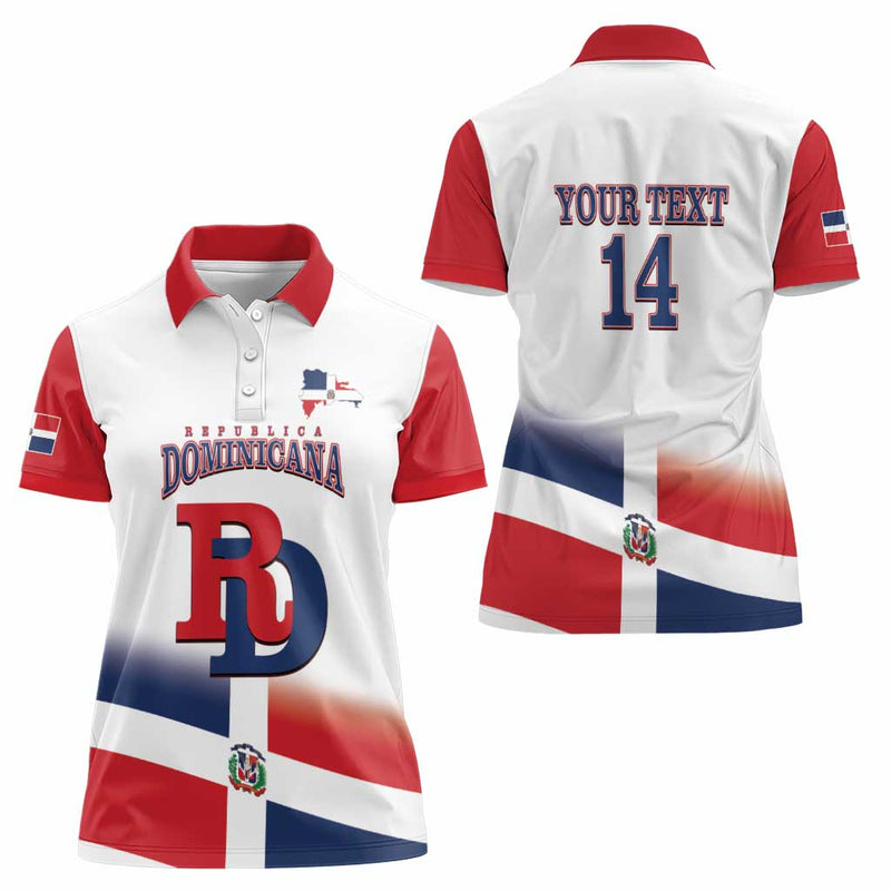 Custom Dominican Republic 2025 Baseball Go Champions Flag Style Women Polo Shirt