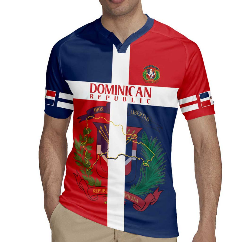 Custom Dominican Republic Football Go Champions Flag Style Rugby Jersey