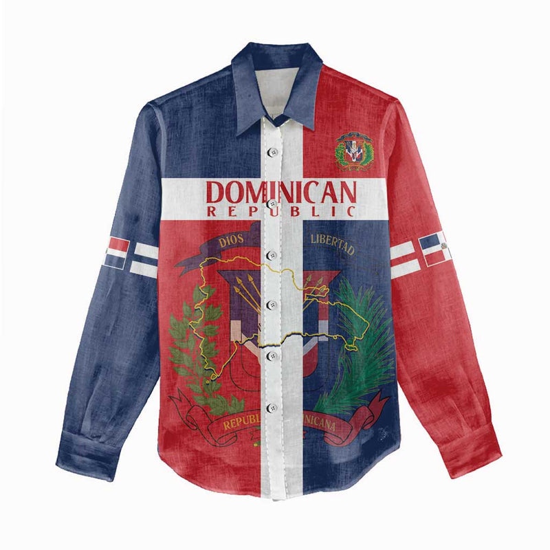Custom Dominican Republic Football Go Champions Flag Style Women Casual Shirt