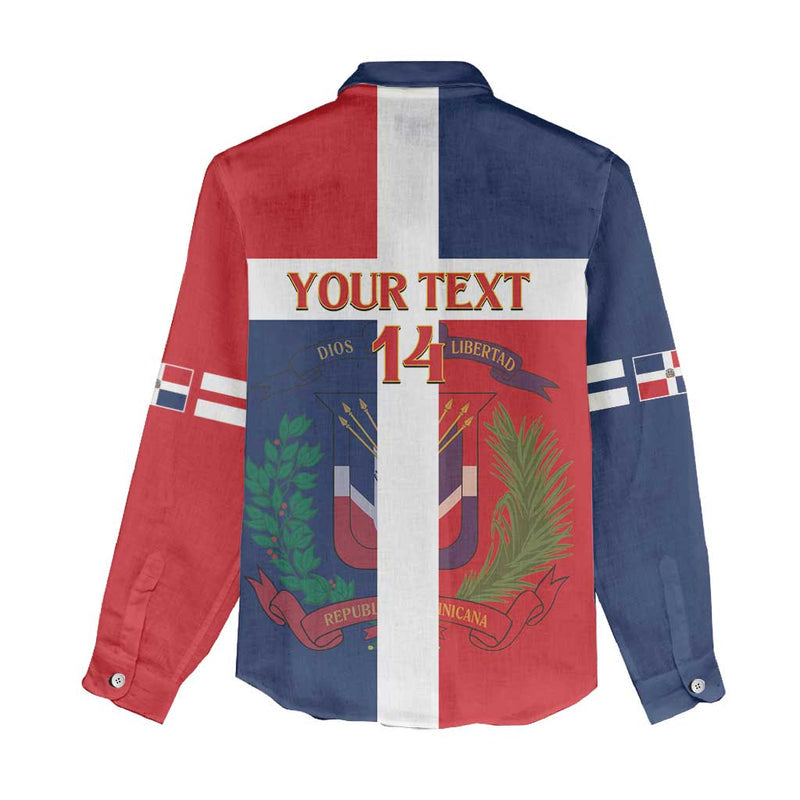 Custom Dominican Republic Football Go Champions Flag Style Women Casual Shirt