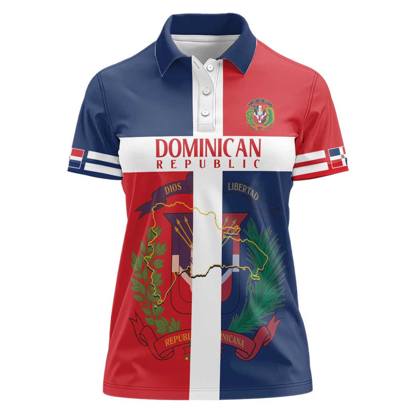 Custom Dominican Republic Football Go Champions Flag Style Women Polo Shirt