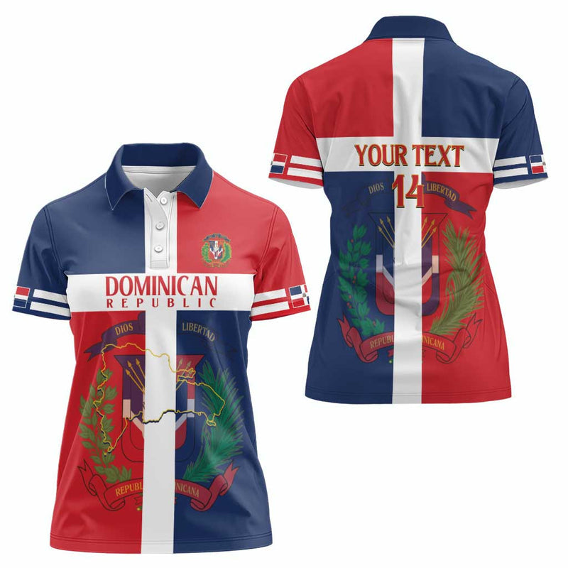 Custom Dominican Republic Football Go Champions Flag Style Women Polo Shirt