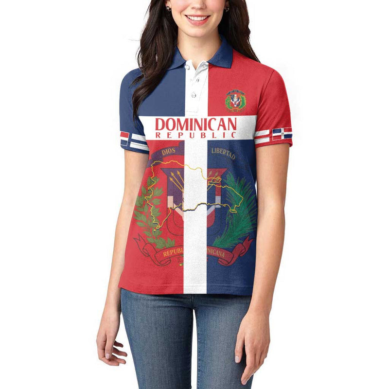 Custom Dominican Republic Football Go Champions Flag Style Women Polo Shirt