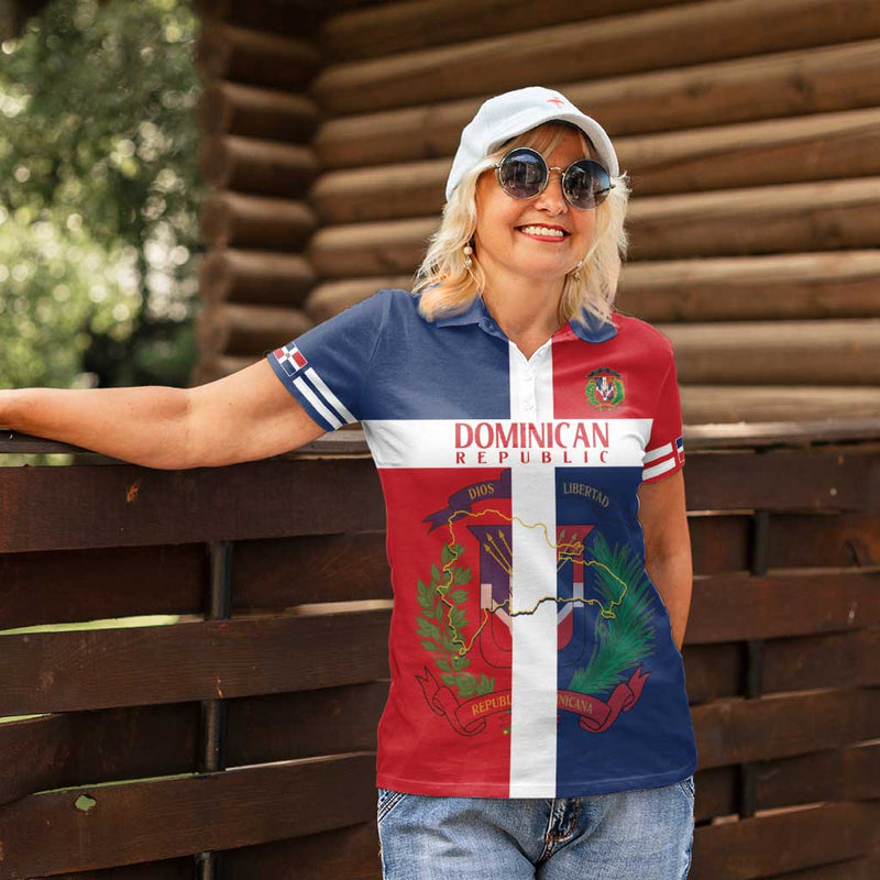 Custom Dominican Republic Football Go Champions Flag Style Women Polo Shirt