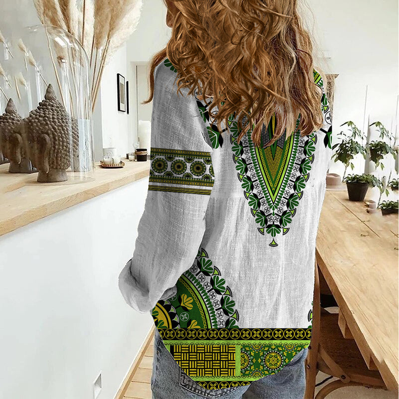 Africa African Dashiki Royal Green Version Women Casual Shirt