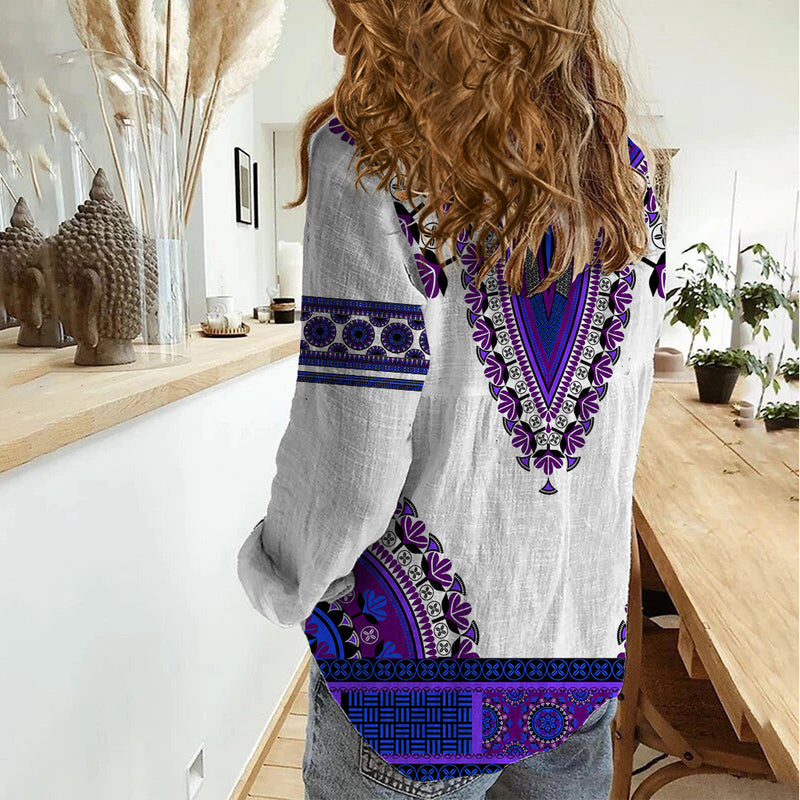 Africa African Dashiki Royal Purple Version Women Casual Shirt