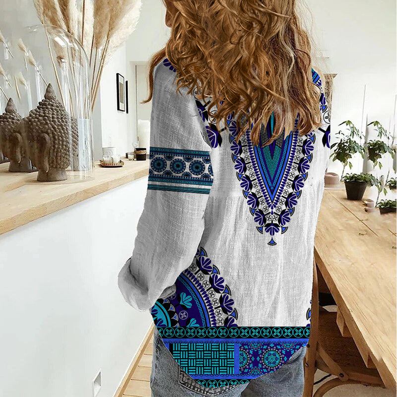 Africa African Dashiki Royal Blue Version Women Casual Shirt