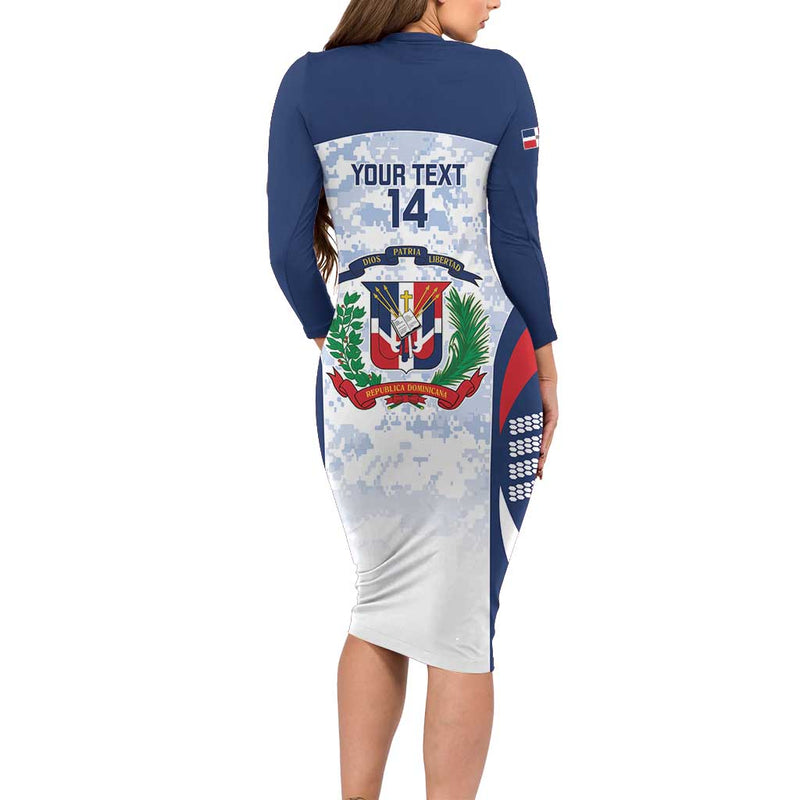 Custom Dominican Republic Football Vamos Los Quisqueyanos Long Sleeve Bodycon Dress