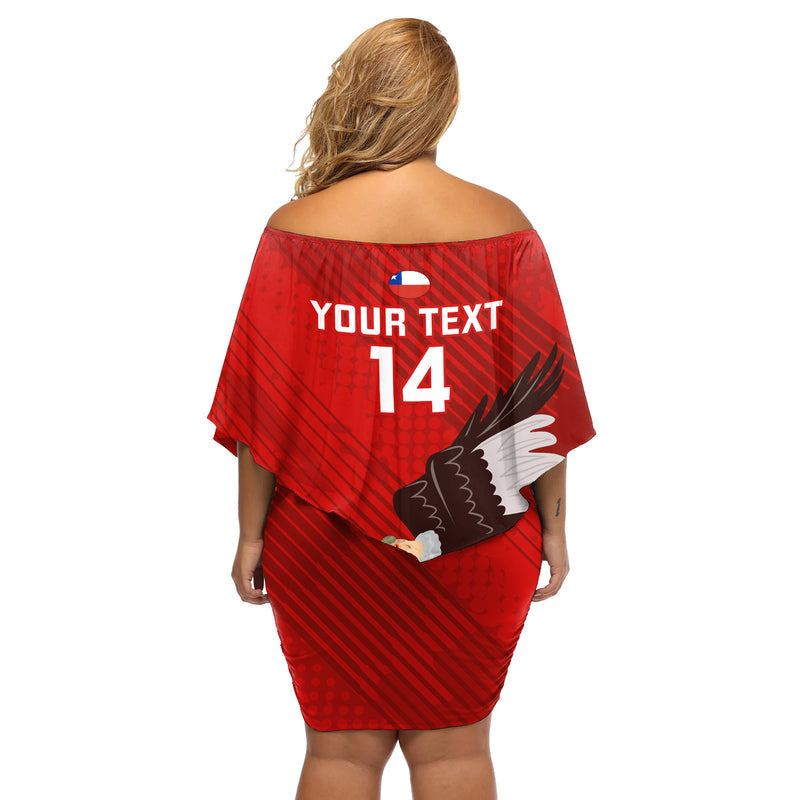 Custom Chile Rugby 2023 Los Condores Grunge Style Off Shoulder Short Dress