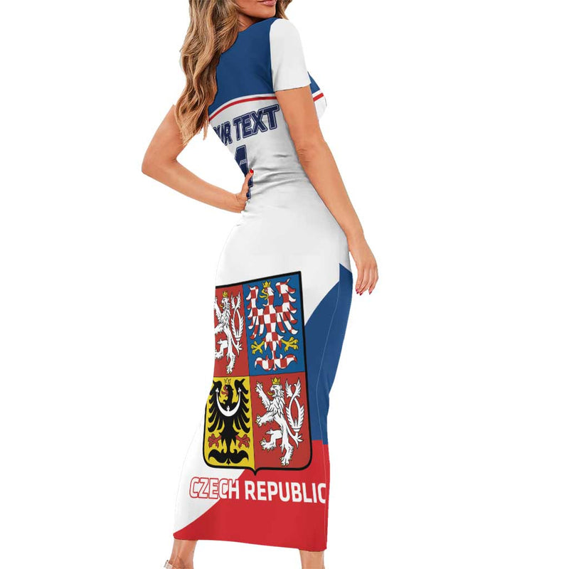 Custom Czech Republic Hockey 2024 Go Czechia Short Sleeve Bodycon Dress