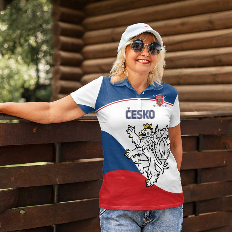 Custom Czech Republic Hockey 2024 Go Czechia Women Polo Shirt