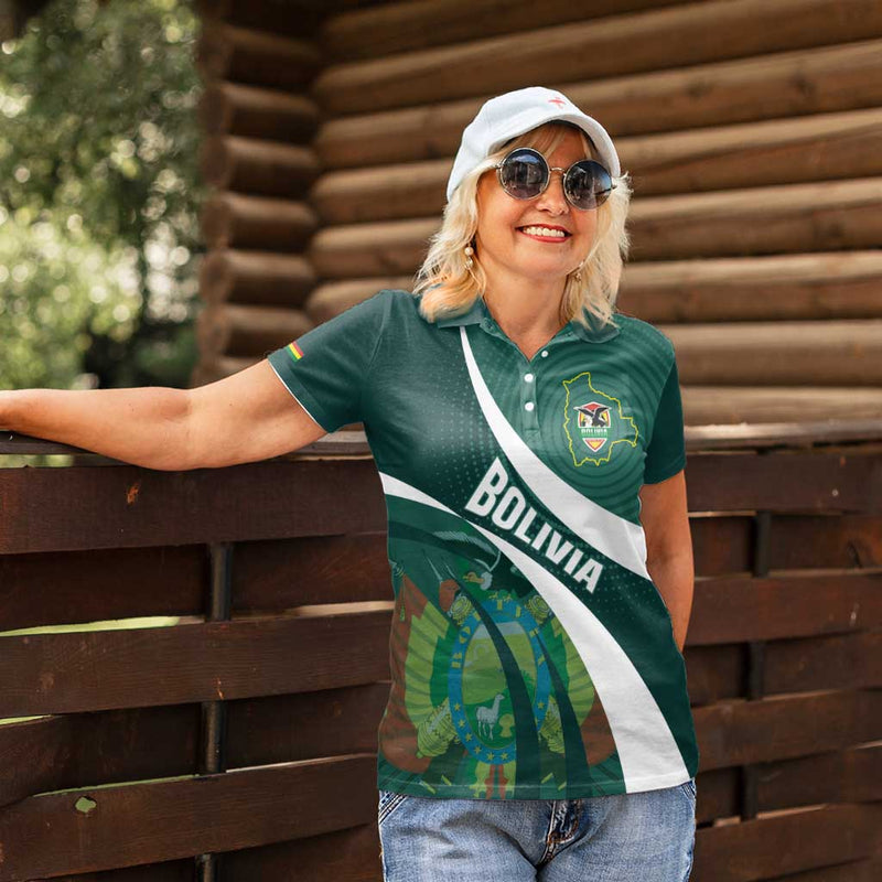 Custom Bolivia Football La Verde Sporty Curves Style Women Polo Shirt