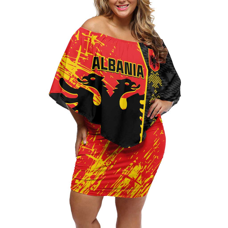 Albania Independence Day Albanian Proud - Flag Color Off Shoulder Short Dress