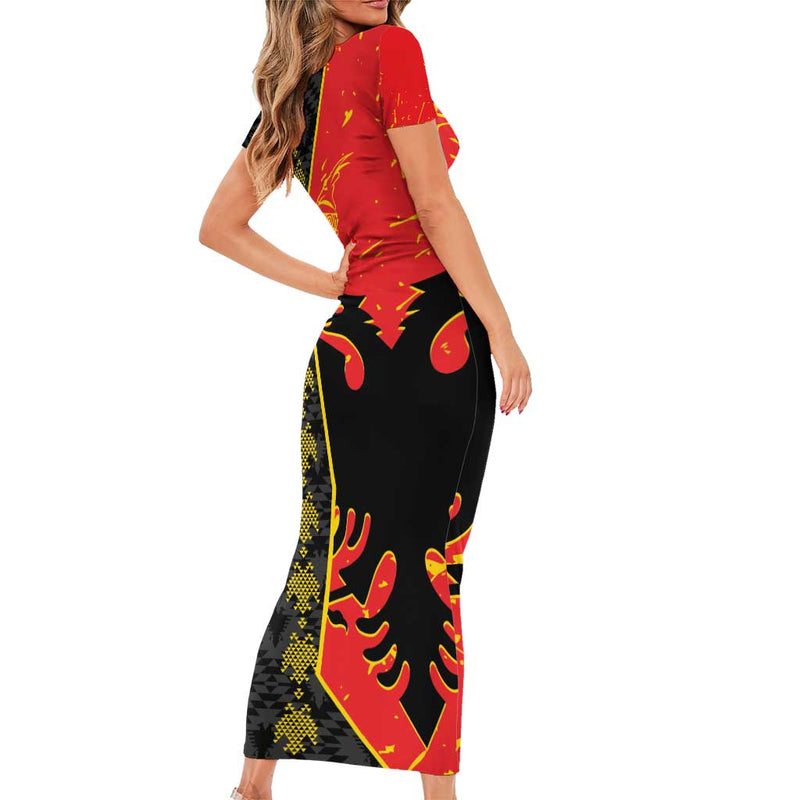 Albania Independence Day Albanian Proud - Flag Color Short Sleeve Bodycon Dress