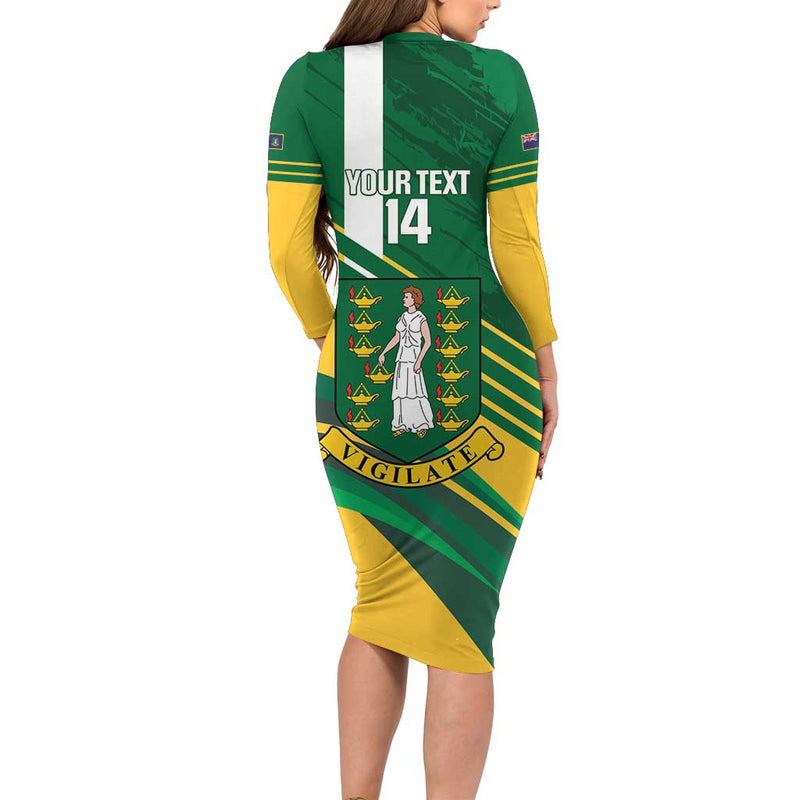 Custom British Virgin Islands Football Come On Nature Boys Long Sleeve Bodycon Dress