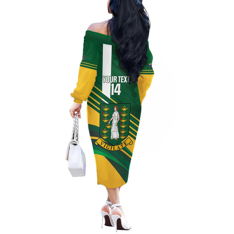 Custom British Virgin Islands Football Come On Nature Boys Off The Shoulder Long Sleeve Dress