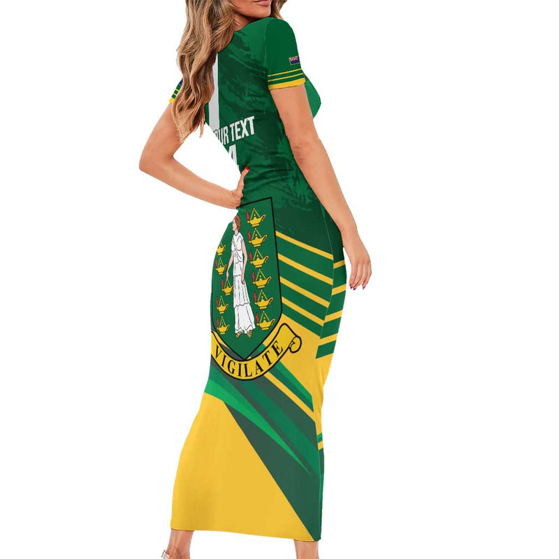 Custom British Virgin Islands Football Come On Nature Boys Short Sleeve Bodycon Dress