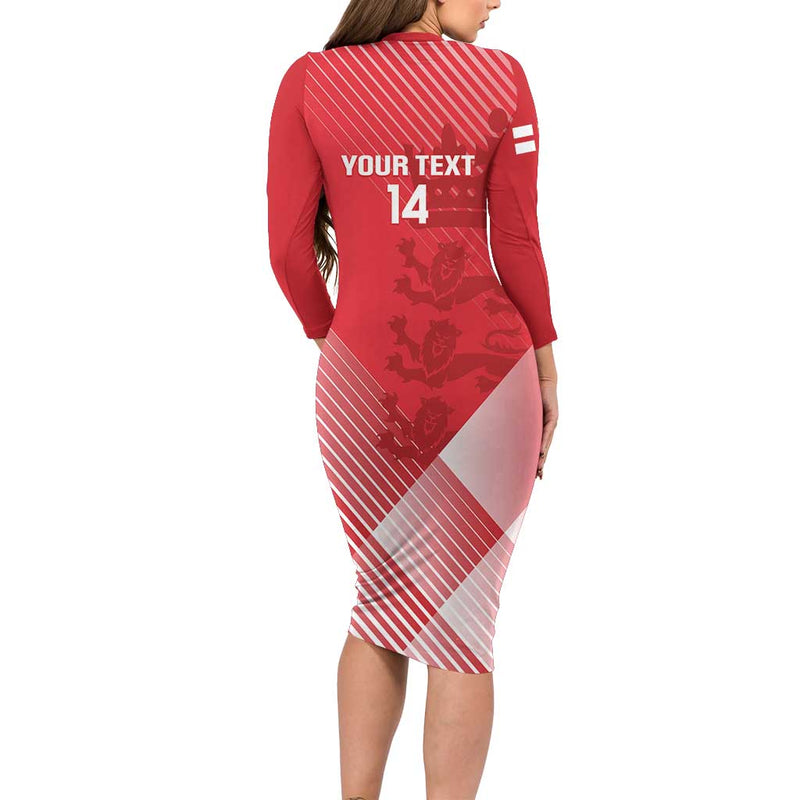 Custom England Cricket Go Champions Sporty Style Long Sleeve Bodycon Dress