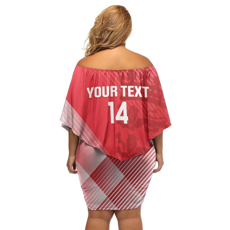 Custom England Cricket Go Champions Sporty Style Off Shoulder Short Dress