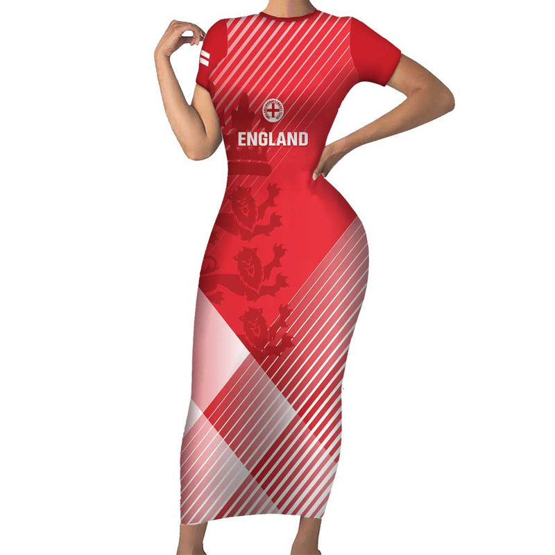 Custom England Cricket Go Champions Sporty Style Short Sleeve Bodycon Dress