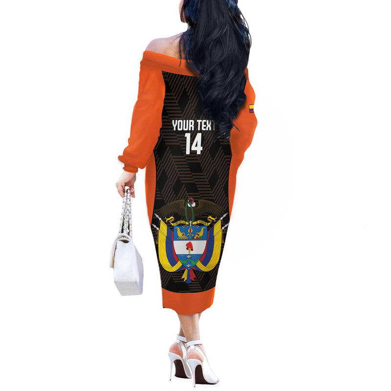 Custom Colombia Football 2025 Las Chicas Superpoderosas - Black Version Off The Shoulder Long Sleeve Dress