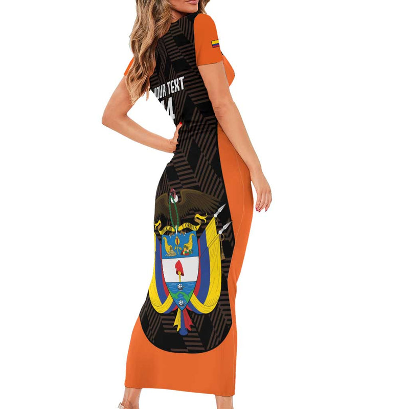 Custom Colombia Football 2025 Las Chicas Superpoderosas - Black Version Short Sleeve Bodycon Dress
