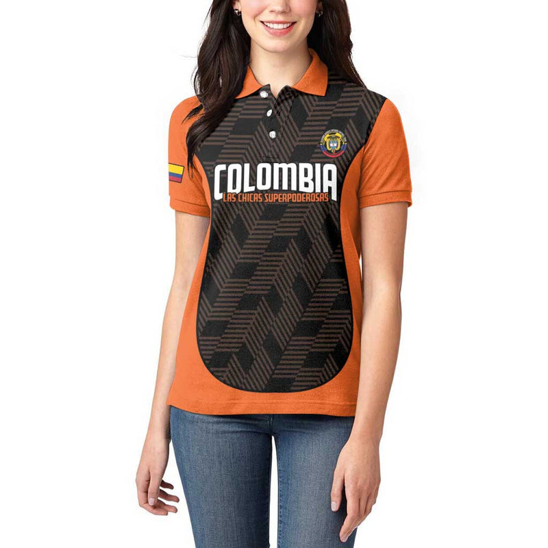Custom Colombia Football 2025 Las Chicas Superpoderosas - Black Version Women Polo Shirt
