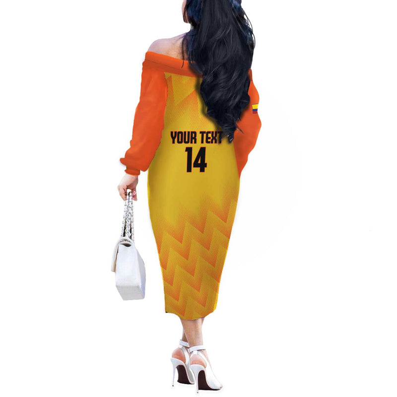 Custom Colombia Football 2025 Las Chicas Superpoderosas - Yellow Version Off The Shoulder Long Sleeve Dress
