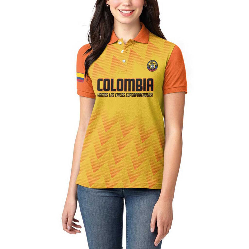 Custom Colombia Football 2025 Las Chicas Superpoderosas - Yellow Version Women Polo Shirt