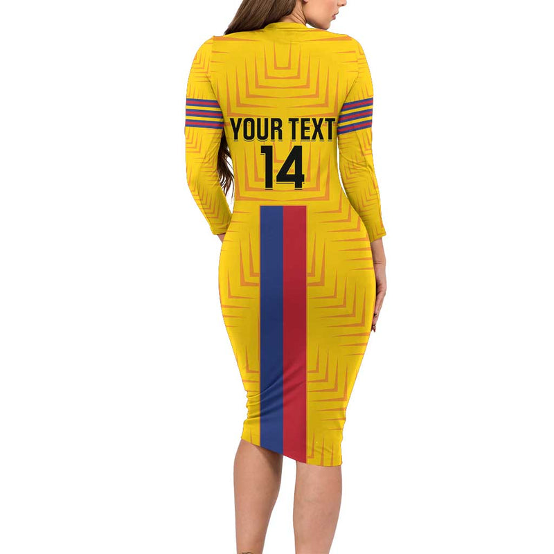 Custom Colombia Football Vamos Los Cafeteros Long Sleeve Bodycon Dress